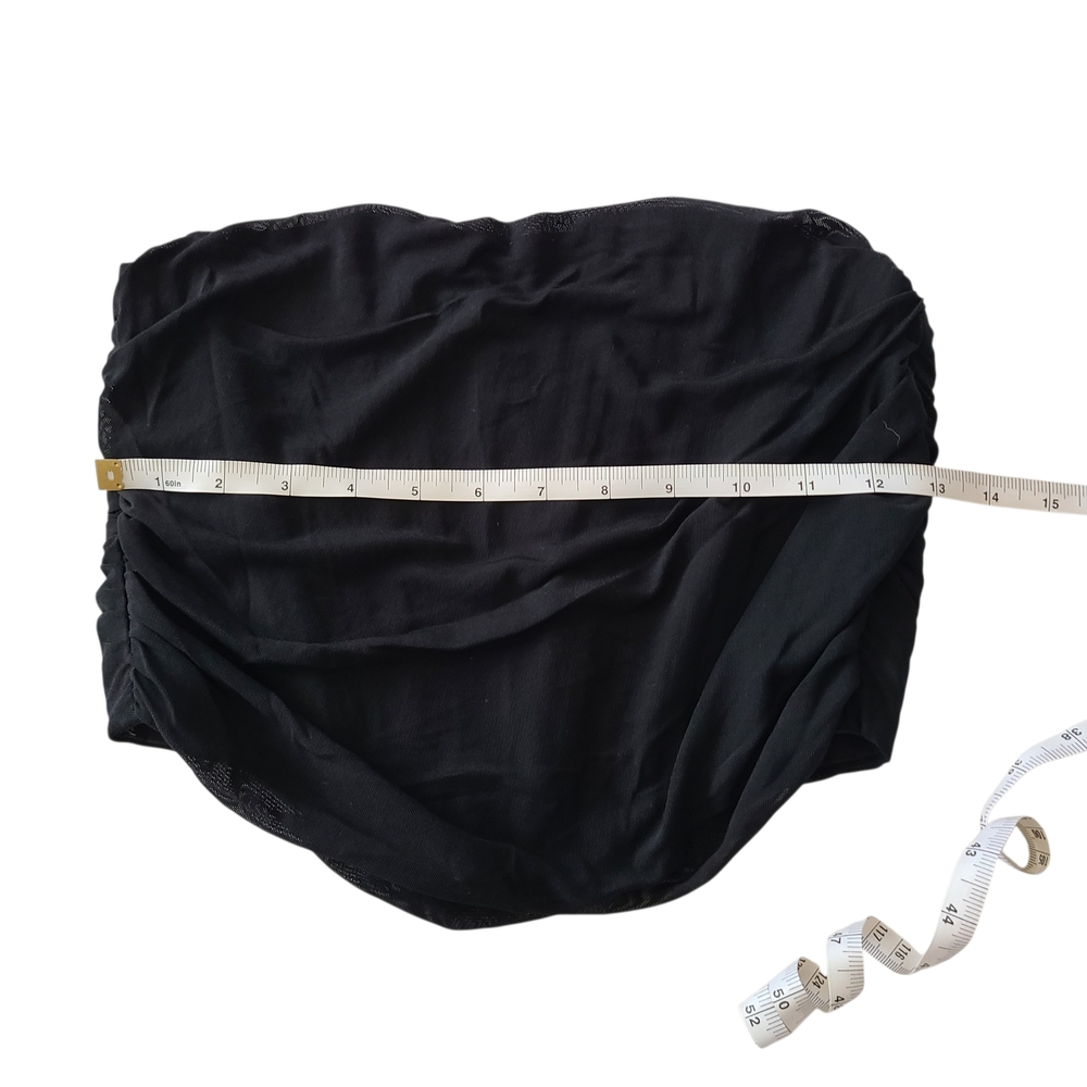 Black Ruched Skirt with Zipper - Picture 4 of 8